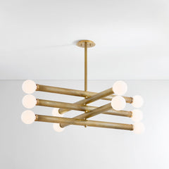 Pienza Chandelier by Corbett Lighting with 10 Lights, Adjustable Height & Dimmable Options, Vintage Brass