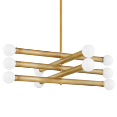 Pienza Chandelier by Corbett Lighting with 10 Lights, Adjustable Height & Dimmable Options, Vintage Brass