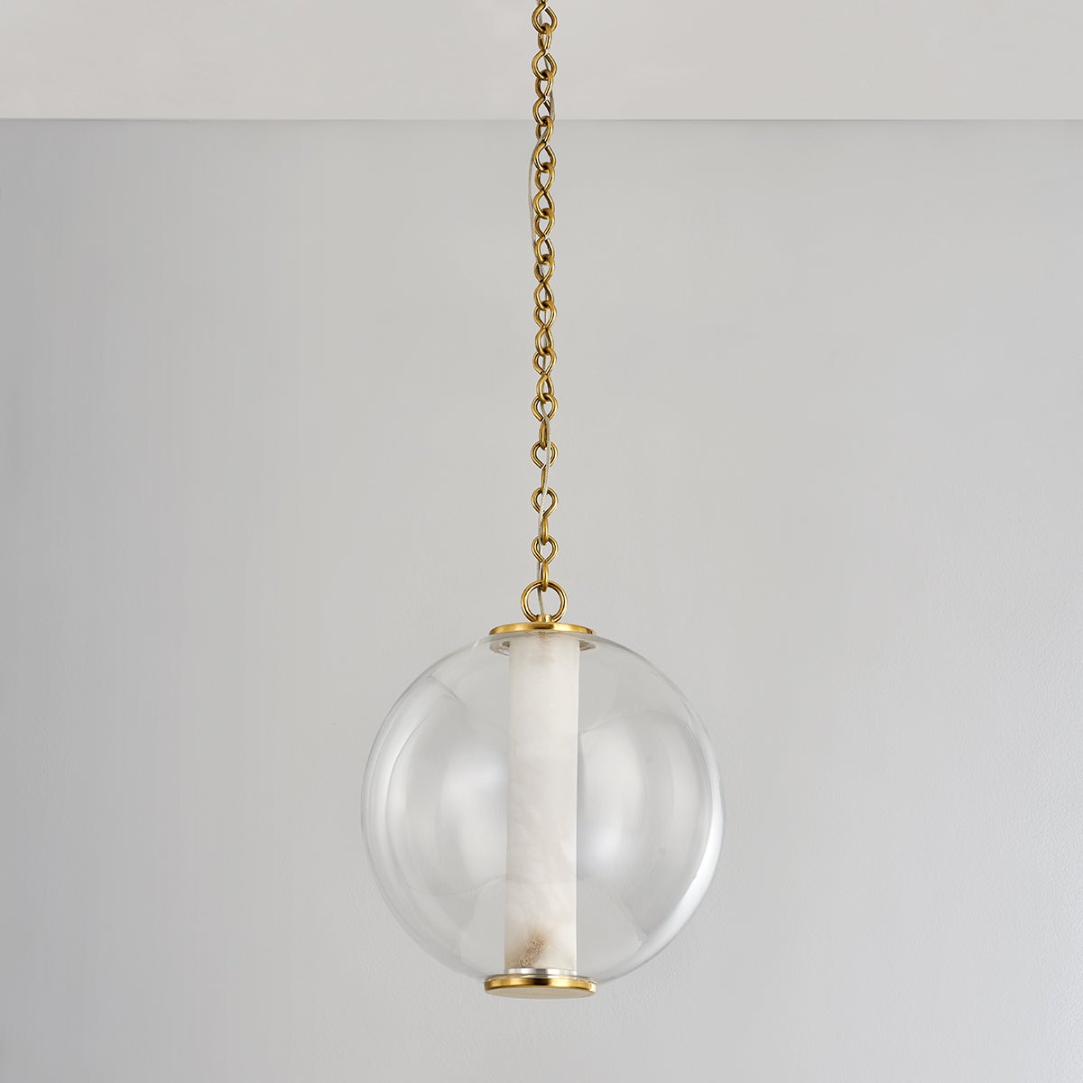 Corbett Lighting Pietra Pendant Light, Alabaster & Glass, Dimmable, 12W, 425 Lumens, 2700K