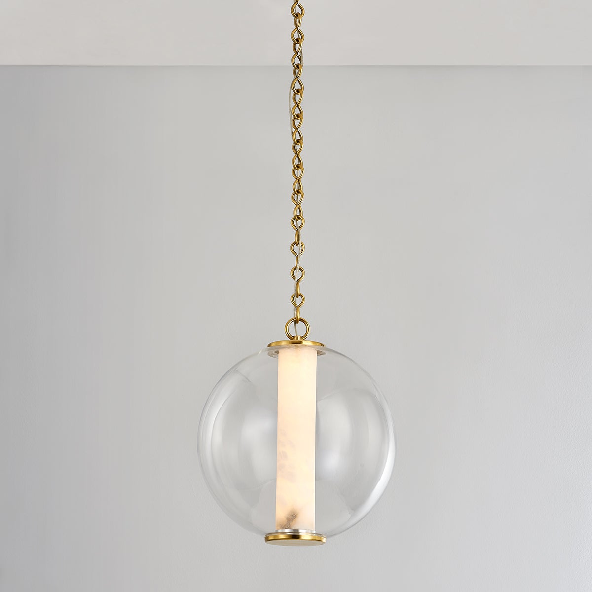 Corbett Lighting Pietra Pendant Light, Alabaster & Glass, Dimmable, 12W, 425 Lumens, 2700K
