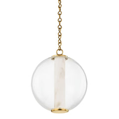 Corbett Lighting Pietra Pendant Light, Alabaster & Glass, Dimmable, 12W, 425 Lumens, 2700K