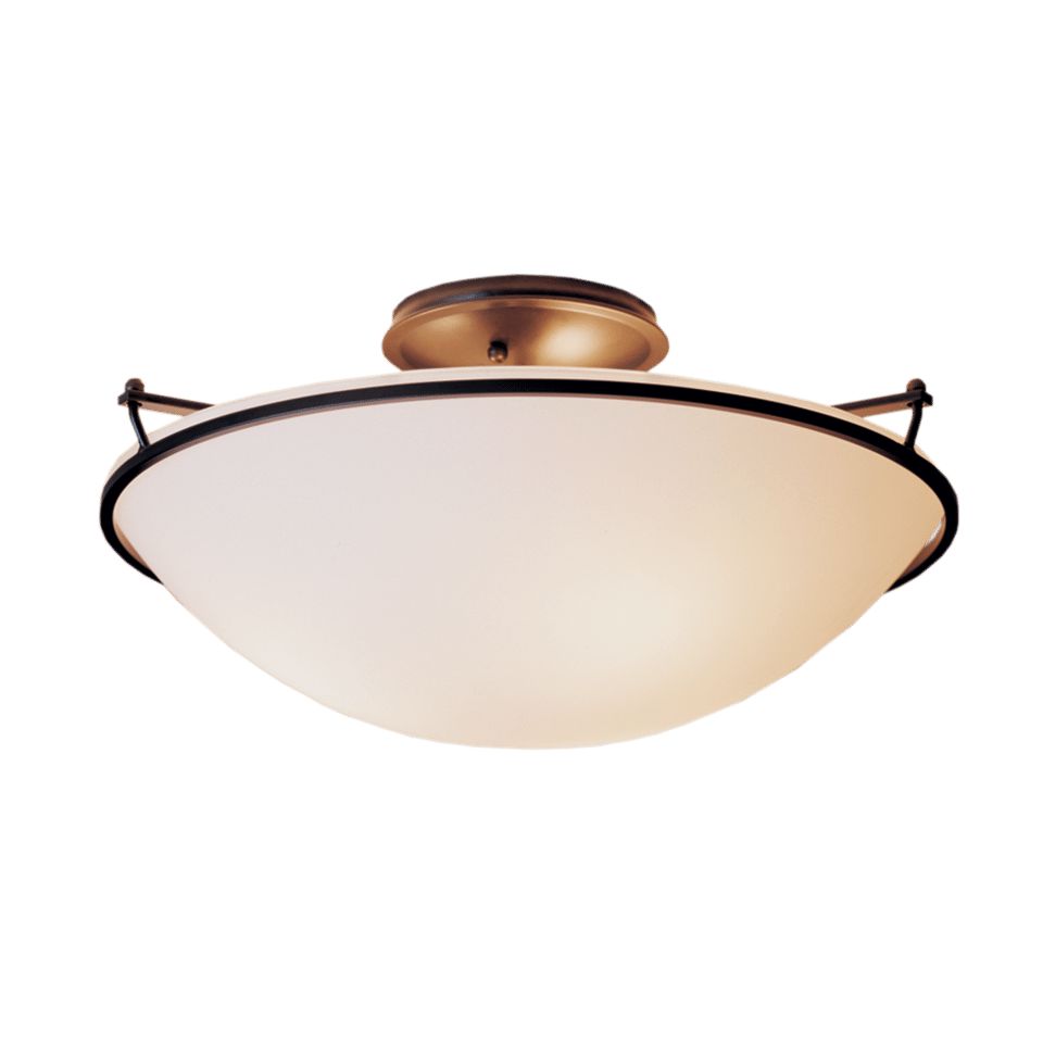 Hubbardton Forge 124304 Plain Large Semi-Flush Mount, Handcrafted Opal Glass Shade, 100W Dimmable Lighting