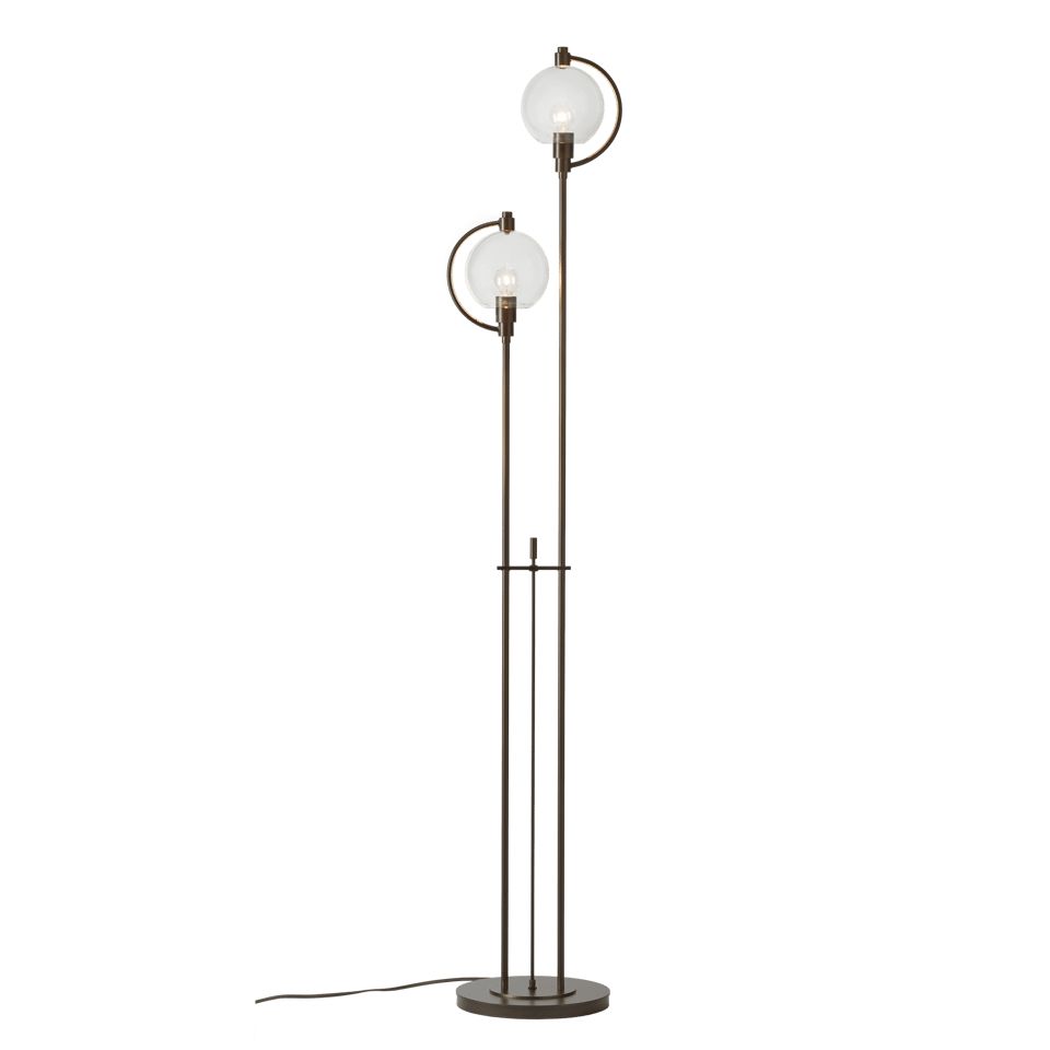 Hubbardton Forge Pluto Floor Lamp 68.1" Tall, Dimmable, Clear/Opal Glass Shade, Multiple Finishes