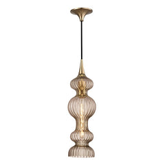 Pomfret Pendant Light by Hudson Valley Lighting - Ribbed Glass, Dimmable, Adjustable Height, 100W max