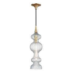 Pomfret Pendant Light by Hudson Valley Lighting - Ribbed Glass, Dimmable, Adjustable Height, 100W max