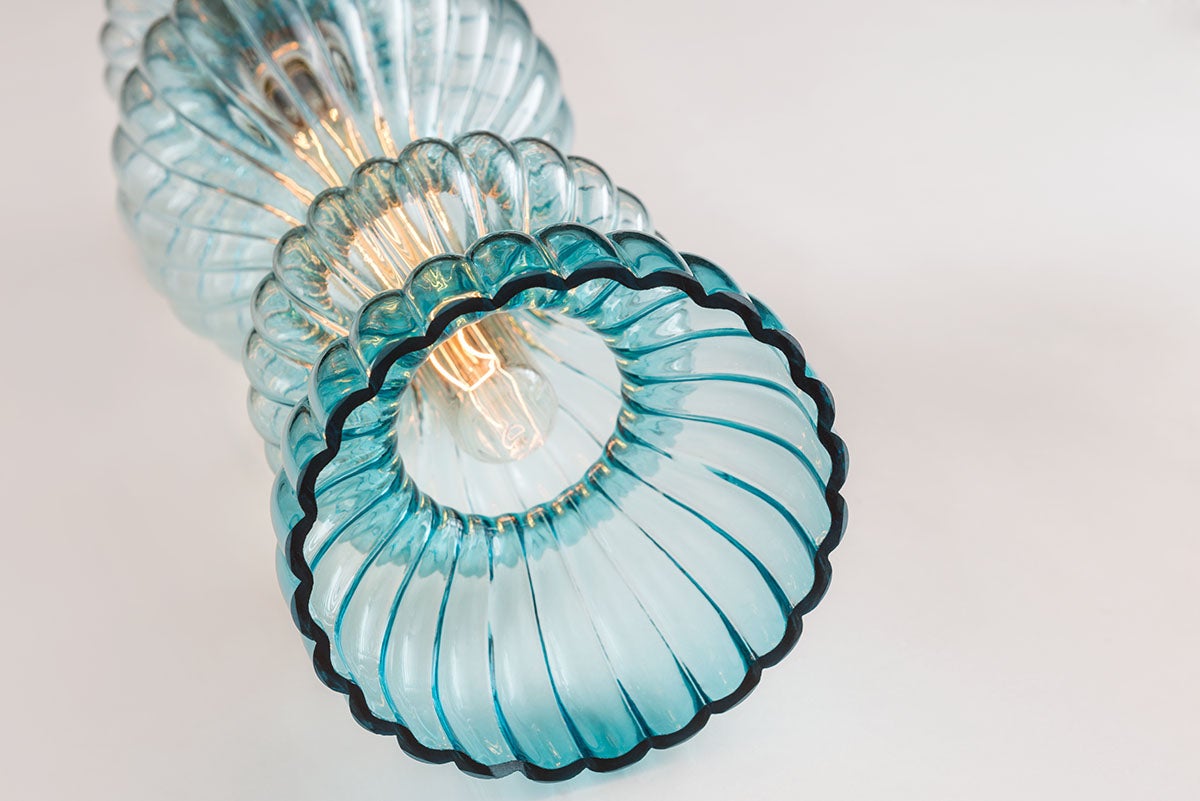 Pomfret Pendant Light by Hudson Valley Lighting - Ribbed Glass, Dimmable, Adjustable Height, 100W max