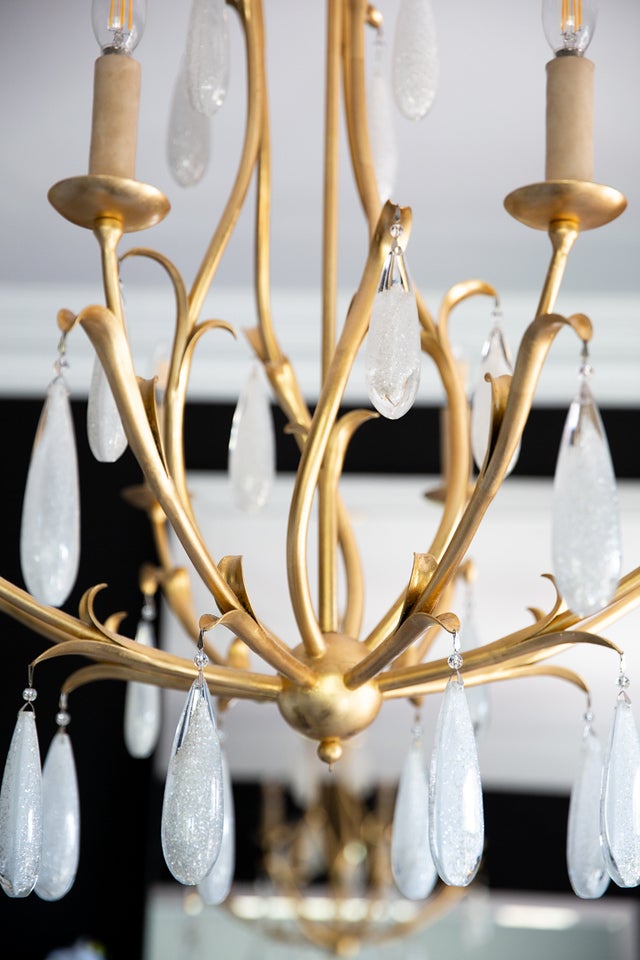 Prosecco Medium Chandelier by Corbett Lighting - 8 Bulb, Gold Leaf Finish, Adjustable 42.5" to 112.75