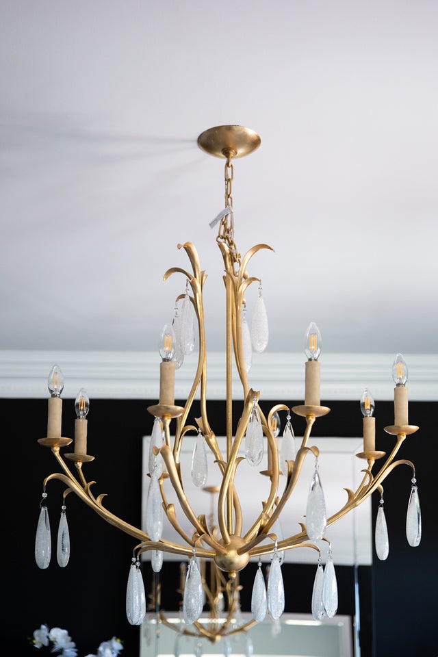 Prosecco Medium Chandelier by Corbett Lighting - 8 Bulb, Gold Leaf Finish, Adjustable 42.5" to 112.75
