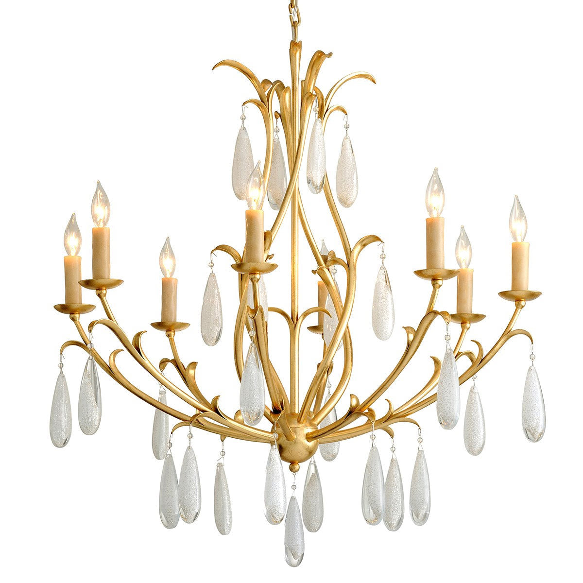 Prosecco Medium Chandelier by Corbett Lighting - 8 Bulb, Gold Leaf Finish, Adjustable 42.5" to 112.75