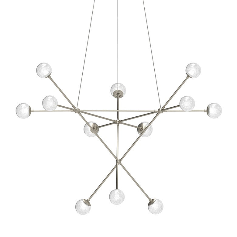 SONNEMAN Proton Alpha Chandelier, 30W LED, Dimmable, Adjustable Height, Smoke & White Glass Shade