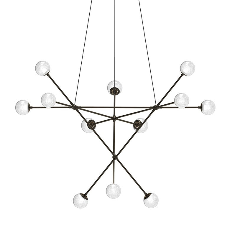 SONNEMAN Proton Alpha Chandelier, 30W LED, Dimmable, Adjustable Height, Smoke & White Glass Shade