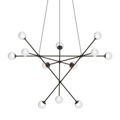 SONNEMAN Proton Alpha Chandelier, 30W LED, Dimmable, Adjustable Height, Smoke & White Glass Shade