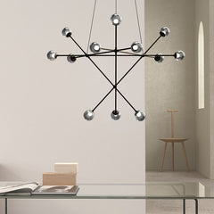 SONNEMAN Proton Alpha Chandelier, 30W LED, Dimmable, Adjustable Height, Smoke & White Glass Shade