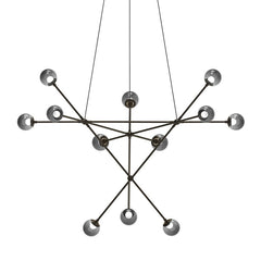 SONNEMAN Proton Alpha Chandelier, 30W LED, Dimmable, Adjustable Height, Smoke & White Glass Shade