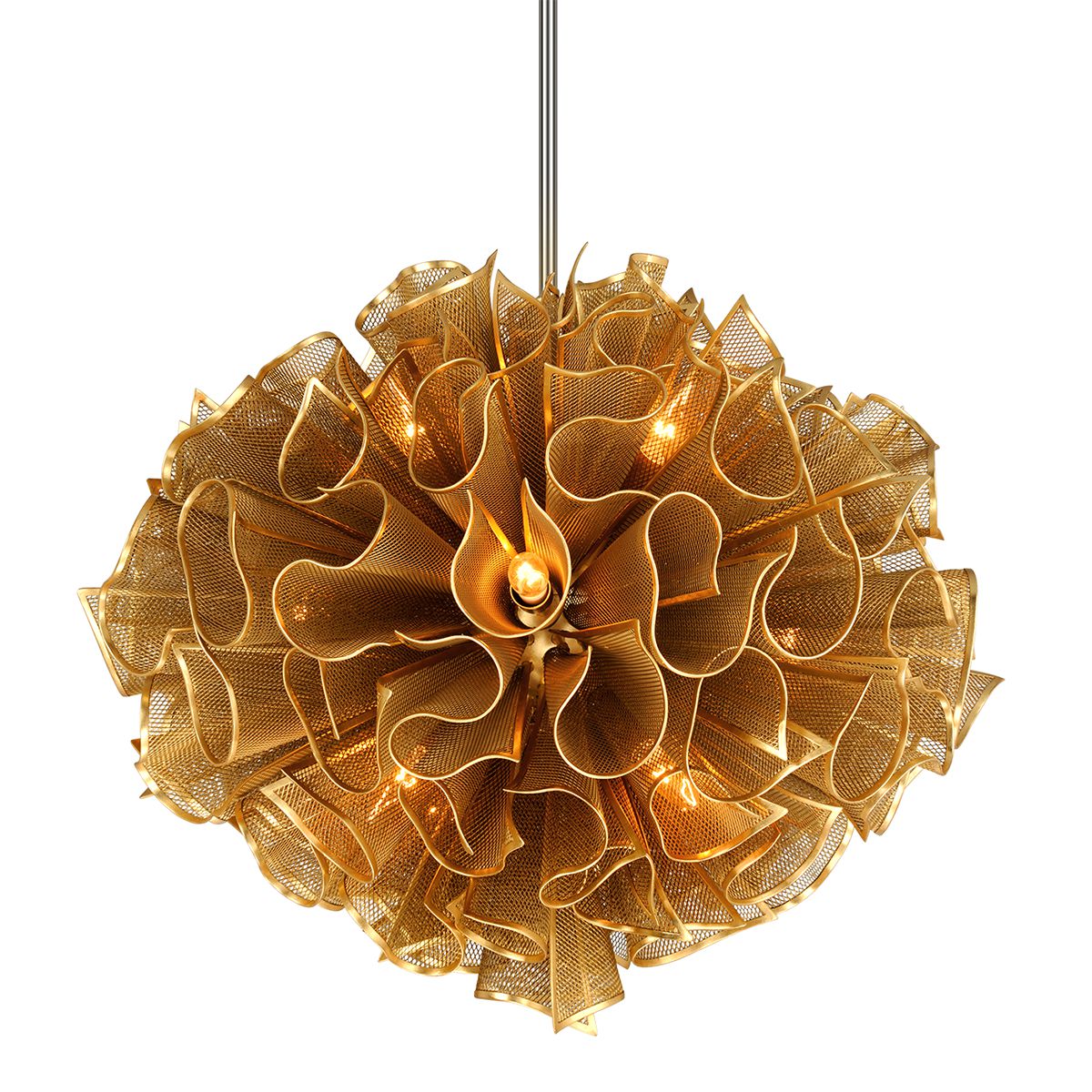 Pulse Chandelier 12-Light Floral Design with Adjustable Height and Dimmable Feature by Corbett Lighting