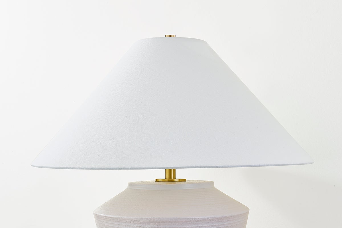 Rachie Table Lamp 23" By Mitzi, Whitewashed Terracotta & Aged Brass, Dimmable, Versatile Lighting