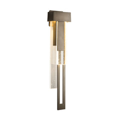 Hubbardton Forge Rainfall Large LED Outdoor Sconce, 15W, 350 Lumens, Wet Rated, Dimmable, Seeded Glass
