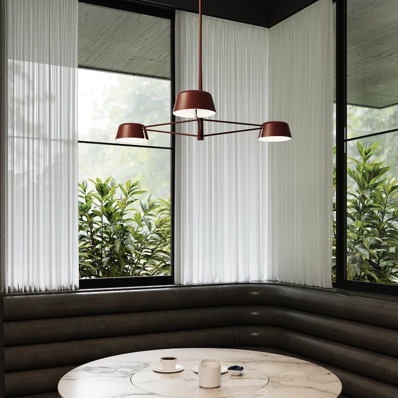 SONNEMAN Ray 3-Light LED Chandelier, Dimmable, Energy-Efficient, Adjustable Height, Modern Design