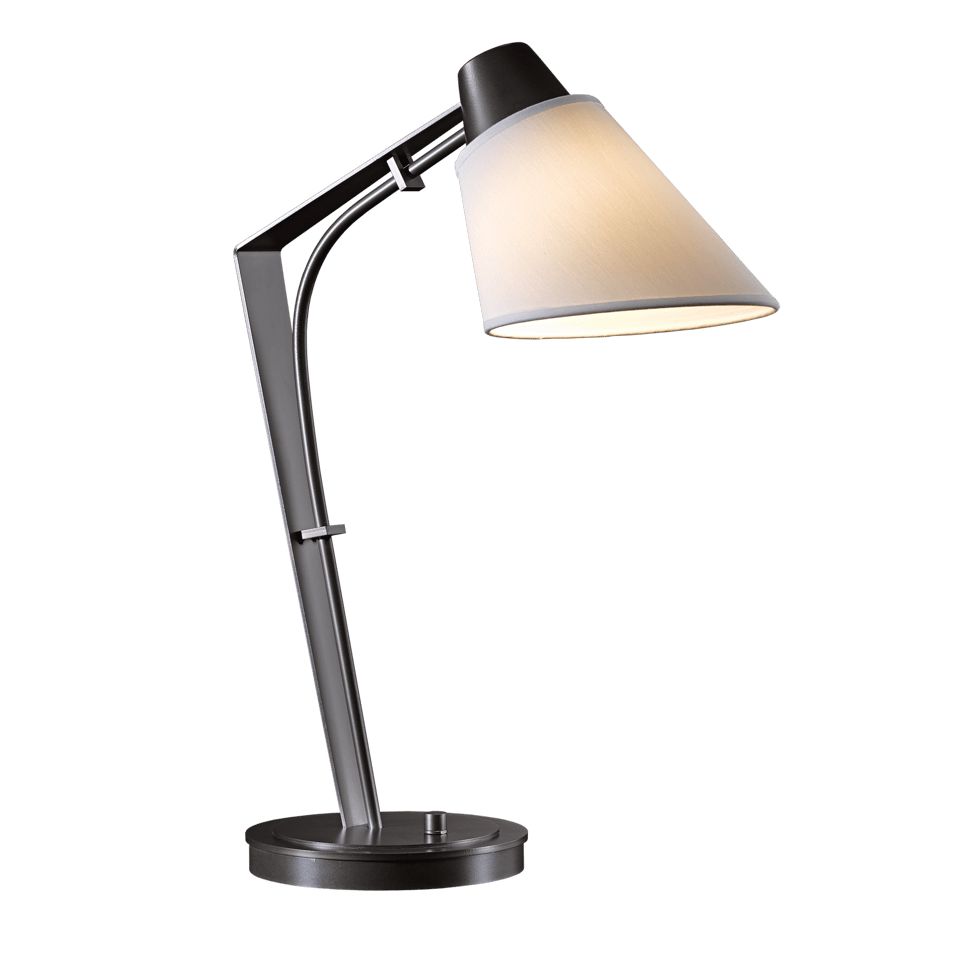 Hubbardton Forge Reach Table Lamp 100W Dimmable Linen Shade Multiple Finish Options 21.9" Tall