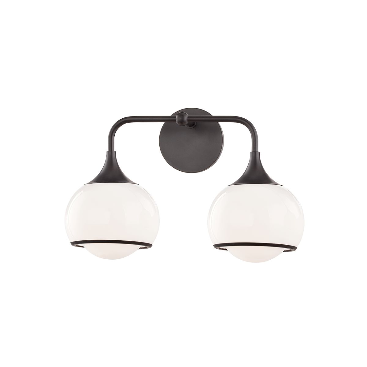 Mitzi Reese 2-Light Vanity Light with Opal Glass Shades, Dimmable, UL Damp Rated, Multiple Finishes