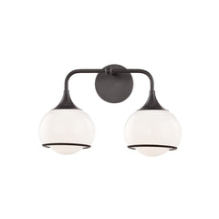 Mitzi Reese 2-Light Vanity Light with Opal Glass Shades, Dimmable, UL Damp Rated, Multiple Finishes