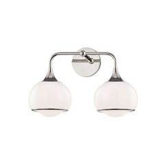 Mitzi Reese 2-Light Vanity Light with Opal Glass Shades, Dimmable, UL Damp Rated, Multiple Finishes