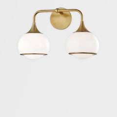 Mitzi Reese 2-Light Vanity Light with Opal Glass Shades, Dimmable, UL Damp Rated, Multiple Finishes
