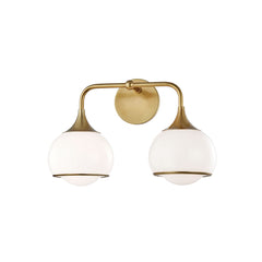 Mitzi Reese 2-Light Vanity Light with Opal Glass Shades, Dimmable, UL Damp Rated, Multiple Finishes
