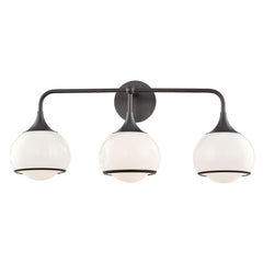 Mitzi Reese 3-Light Vanity Light With Opal Glass Shades, Dimmable, Aged Brass, Old Bronze, Polished Nickel