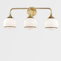 Mitzi Reese 3-Light Vanity Light With Opal Glass Shades, Dimmable, Aged Brass, Old Bronze, Polished Nickel