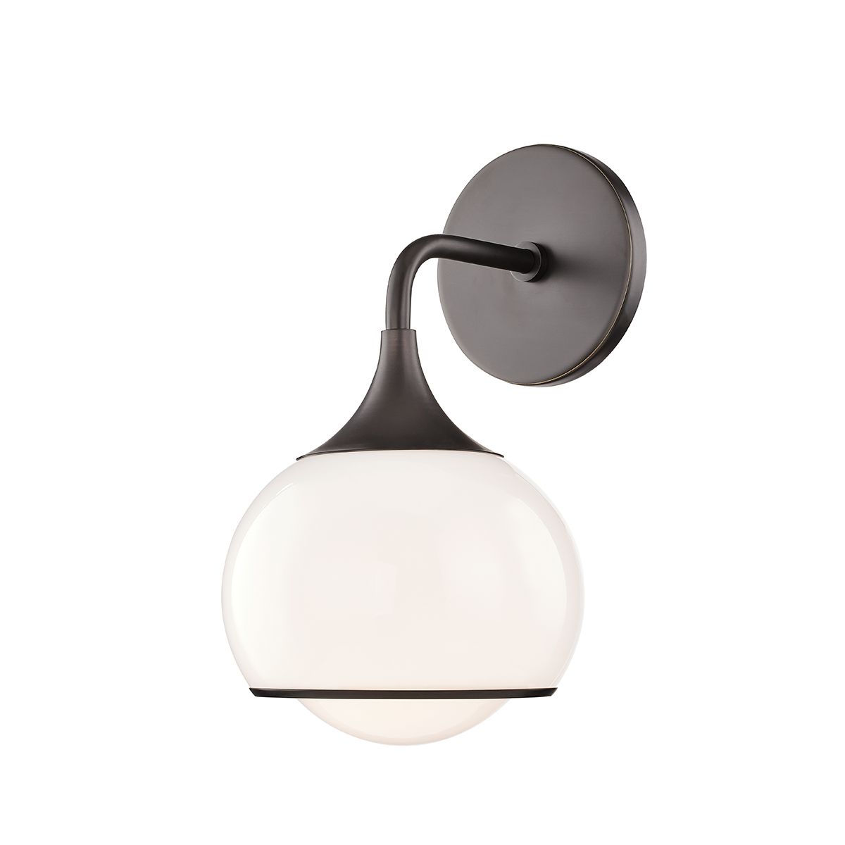 Mitzi Reese 1-Light Dimmable Bath Sconce with Glossy Opal Shade, UL Damp Rated, 12.25" High