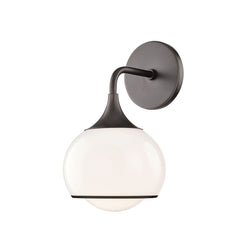 Mitzi Reese 1-Light Dimmable Bath Sconce with Glossy Opal Shade, UL Damp Rated, 12.25" High