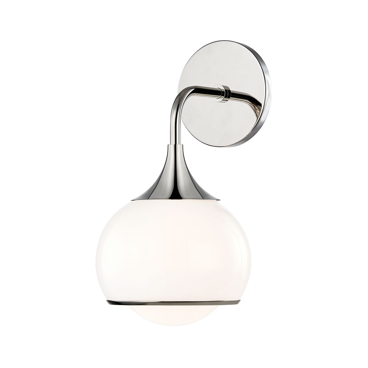 Mitzi Reese 1-Light Dimmable Bath Sconce with Glossy Opal Shade, UL Damp Rated, 12.25" High