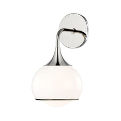 Mitzi Reese 1-Light Dimmable Bath Sconce with Glossy Opal Shade, UL Damp Rated, 12.25" High