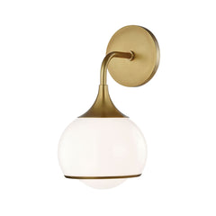 Mitzi Reese 1-Light Dimmable Bath Sconce with Glossy Opal Shade, UL Damp Rated, 12.25" High