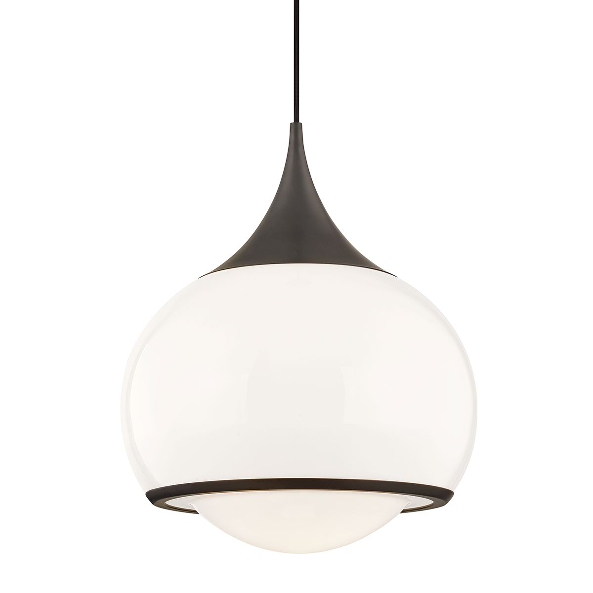 Mitzi Reese Large Pendant Light 17.25"H Opal Glossy Shade, Dimmable, Victorian & Modern Design