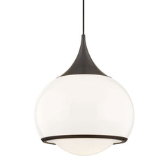 Mitzi Reese Large Pendant Light 17.25"H Opal Glossy Shade, Dimmable, Victorian & Modern Design