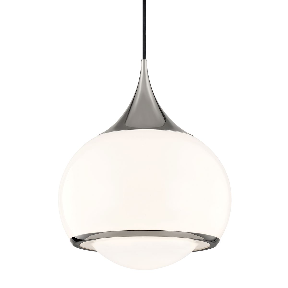 Mitzi Reese Large Pendant Light 17.25"H Opal Glossy Shade, Dimmable, Victorian & Modern Design