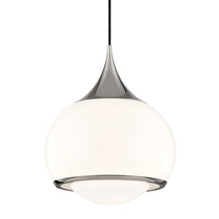 Mitzi Reese Large Pendant Light 17.25"H Opal Glossy Shade, Dimmable, Victorian & Modern Design