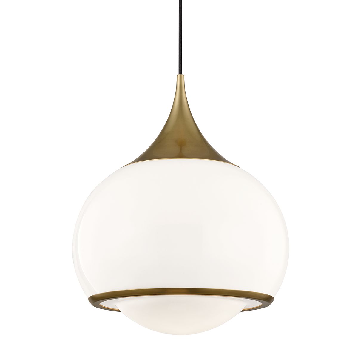Mitzi Reese Large Pendant Light 17.25"H Opal Glossy Shade, Dimmable, Victorian & Modern Design