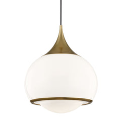 Mitzi Reese Large Pendant Light 17.25"H Opal Glossy Shade, Dimmable, Victorian & Modern Design