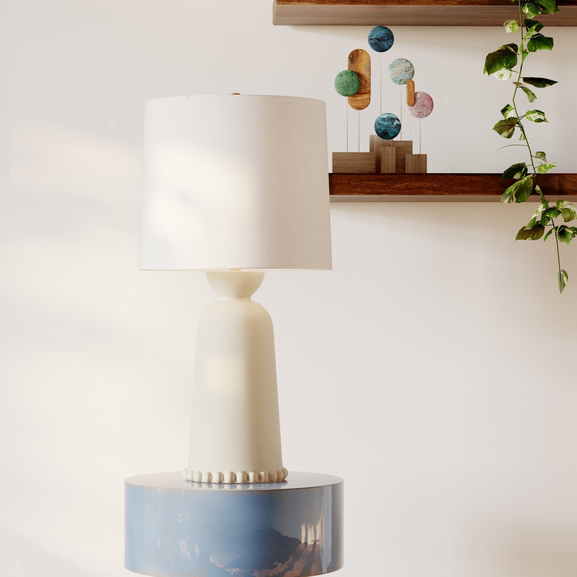 Rhea 26.75" Table Lamp By Mitzi - Antique Ivory Ceramic With Dimmable Feature And White Shade