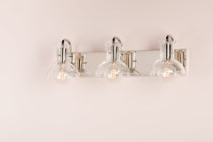 Mitzi Riley 3-Light Vanity Light with Dimmable Glass Shades in Aged Brass or Polished Nickel