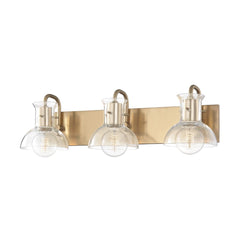 Mitzi Riley 3-Light Vanity Light with Dimmable Glass Shades in Aged Brass or Polished Nickel