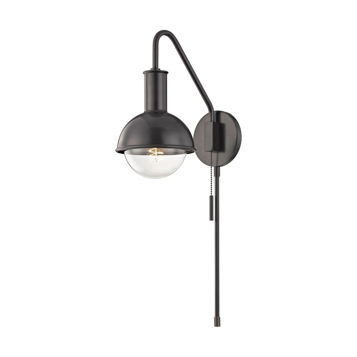 Riley 24" Plug-In Sconce By Mitzi - Dimmable, Exposed Bulb, Multiple Finishes, UL Damp Rated