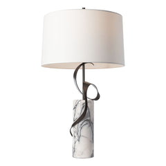 Rivulet Table Lamp by Hubbardton Forge 272112 with Lilac Marble Base and Dimmable Natural Linen Shade