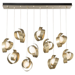 Hubbardton Forge Riza 10-Light Pendant Fixture with Dimmable Functionality and Opal Glass Shades