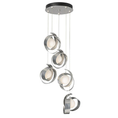 Hubbardton Forge Riza 5-Light Pendant Chandelier with Opal Glass Shades & Dimmable Design
