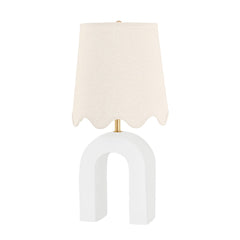 Mitzi Roshani 24" Table Lamp With Matte White Ceramic Base And Dimmable Aged Brass Accents