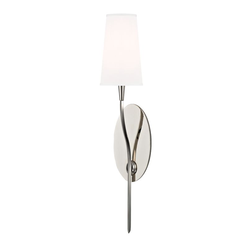 Hudson Valley Lighting Rutland Sconce 25.5" Height Aged Brass Polished Nickel Faux Silk Shade